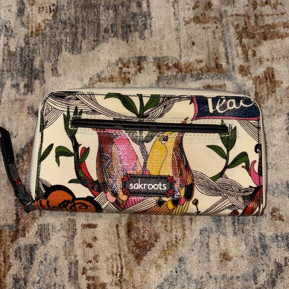 Sakroots Large Zip Around Wallet Peace Birds Print - Picture 1 of 3